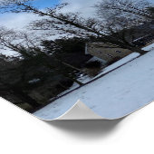 Affiche de grange rouge dans la neige (Coin)