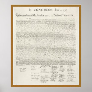 Affiche de gravure de la Déclaration d'indépendanc