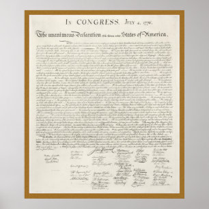 Affiche de gravure de la Déclaration d'indépendanc