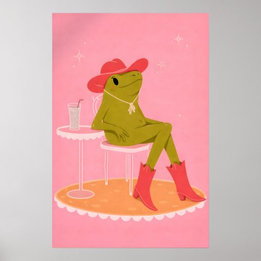 Affiche de grenouille Cowgirl, Impression d'animal (Devant)