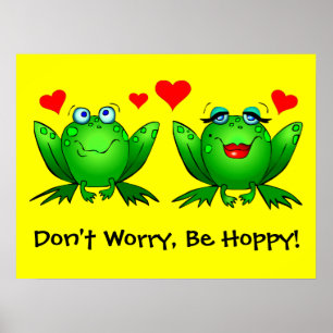 Affiche de grenouille d'amour joyeuse jaune Ne t'i