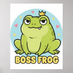 Affiche de grenouille patron mignonne et confiante