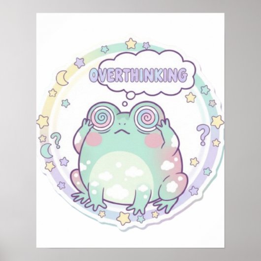 Affiche de grenouille qui réfléchit trop Couleur e (Devant)