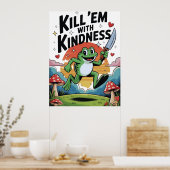 Affiche de grenouille "Tuez-les avec gentillesse" (Cuisine)