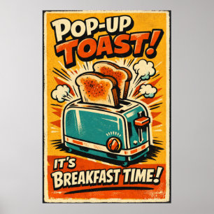Affiche de grille-pain rétro – Toast pop-up sur le