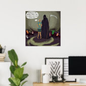 Affiche de Grim Reaper et clown drôles au milieu (Bureau à domicile)