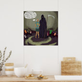 Affiche de Grim Reaper et clown drôles au milieu (Cuisine)