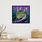 affiche de gros plan de dragon (carré) (Cuisine)