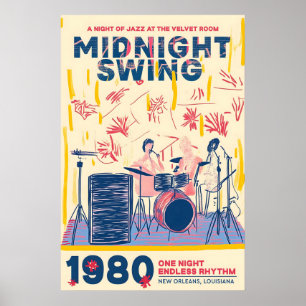 Affiche de groupe de jazz rétro 1980s musique de L