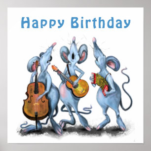 Affiche de groupe de souris musicales Joyeux Anniv