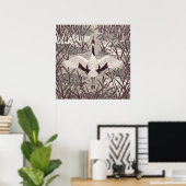 Affiche de Grue couronnée de roseaux rouges (Bureau à domicile)