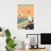 Affiche de grues sur le rivage de l'estampe japona (Bureau à domicile)