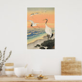 Affiche de grues sur le rivage de l'estampe japona (Cuisine)