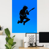 Affiche de guitariste rock – Silhouette noire sur  (Bureau à domicile)