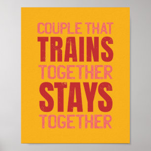 Affiche de gym pour couples qui s'entraînent ensem