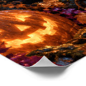 Affiche de Halloween Chat Noir Clair de Lune (Coin)