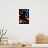 Affiche de Halloween Chat Noir Clair de Lune (Cuisine)