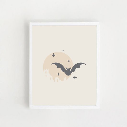 Affiche de Halloween Château de Ruines, Lune, Chau
