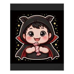Affiche de Halloween de bébé vampire mignon avec d