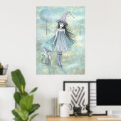 Affiche de Halloween de sorcière et de chat par Mo (Bureau à domicile)