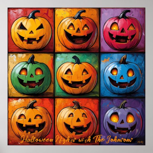 Affiche de Halloween en grille de citrouilles Pop (Devant)