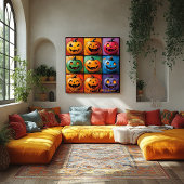 Affiche de Halloween en grille de citrouilles Pop