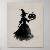 Affiche de Halloween Vintage Witch Jack-o-Lantern (Devant)