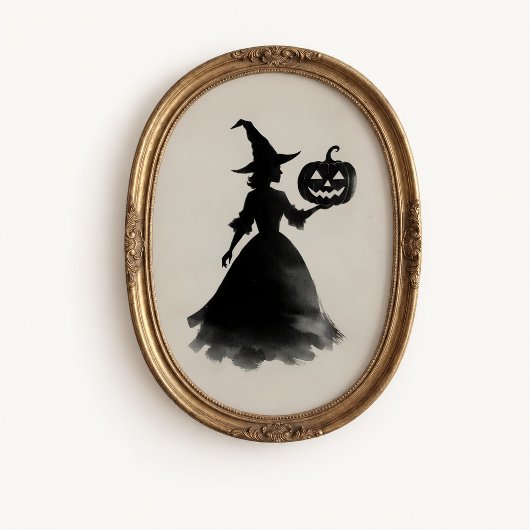 Affiche de Halloween Vintage Witch Jack-o-Lantern