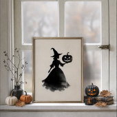 Affiche de Halloween Vintage Witch Jack-o-Lantern