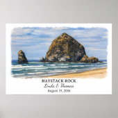 Affiche de Haystack Rock Oregon, personnalisée de (Devant)
