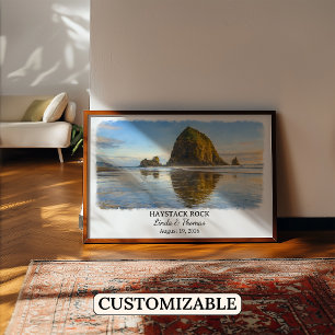Affiche de Haystack Rock Oregon, personnalisée de