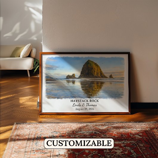 Affiche de Haystack Rock Oregon, personnalisée de 