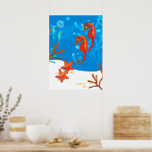 Affiche de hippocampe et d'étoile de mer aquatique (Cuisine)