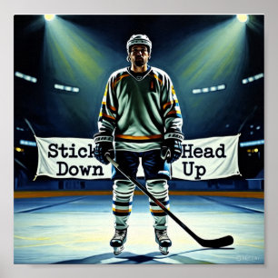 Affiche de hockey Bâton bas tête haute