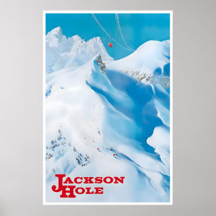 Affiche de Jackson Hole Wyoming Voyage Art Ski Vin