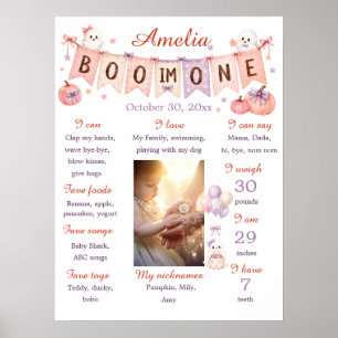 Affiche de jalons d'anniversaire Halloween rose po