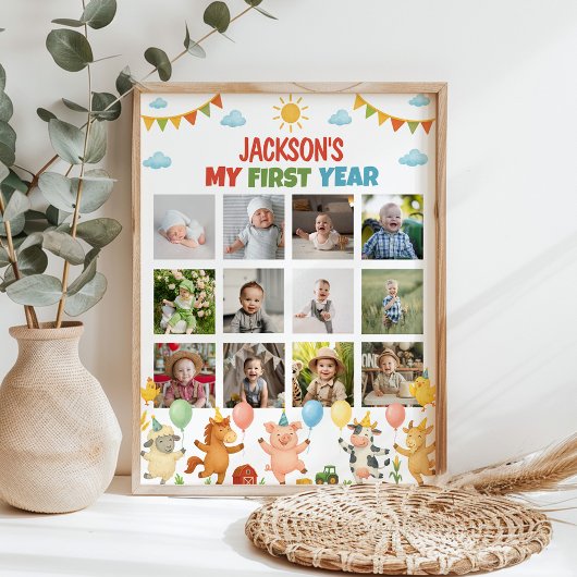 Affiche de jalons de photos de la première année A
