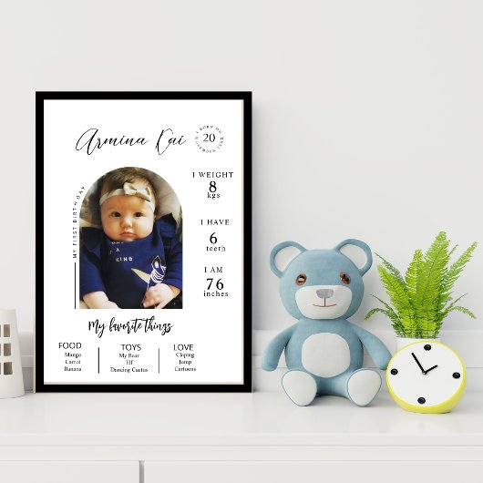 Affiche de jalons de premier anniversaire avec arc