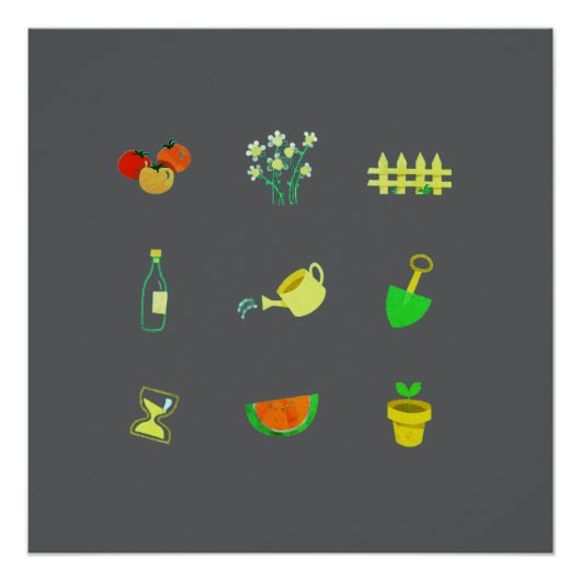Affiche de jardinage moderne sur fond gris foncé (Devant)