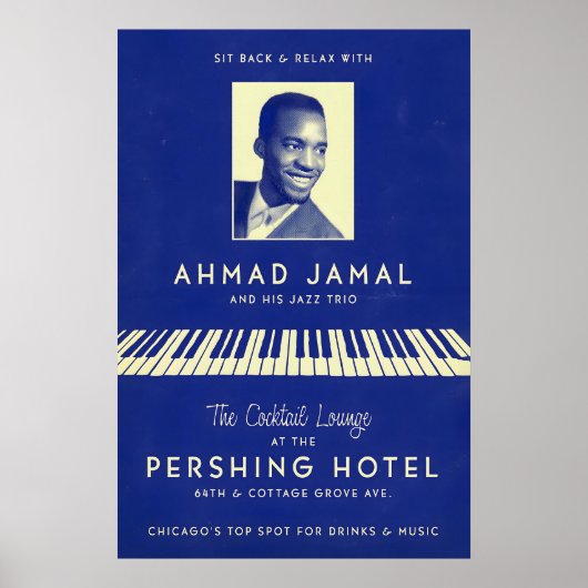 Affiche de jazz Ahmad Jamal - Au Pershing - Mais (Devant)
