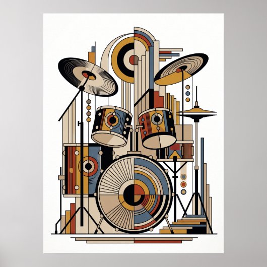 Affiche de jazz Art Déco géométrique (Devant)