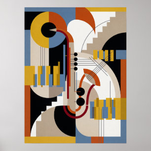 Affiche de Jazz Art Déco Moderne Vintage