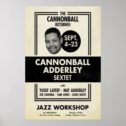 Affiche de jazz Cannonball Adderley - Jazz Worksho (Devant)