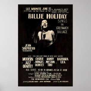Affiche de jazz de Billie Holiday - chante à Green