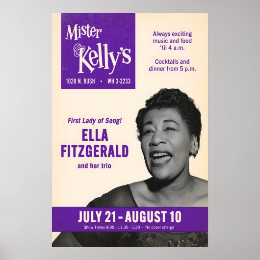 Affiche de jazz d'Ella Fitzgerald - En concert à M (Devant)