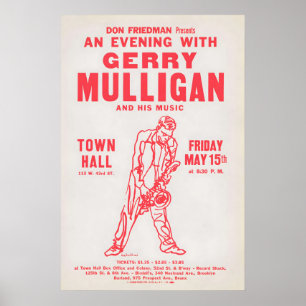 Affiche de jazz Gerry Mulligan - Town Hall - 1959 