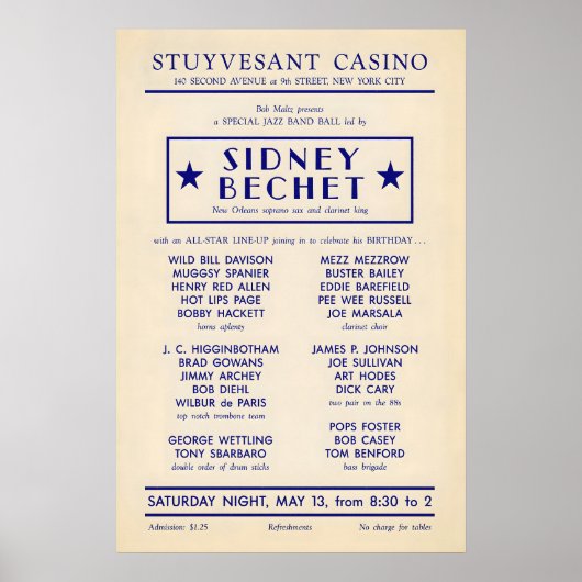 Affiche de jazz Sidney Bechet - Wild Bill Davison (Devant)