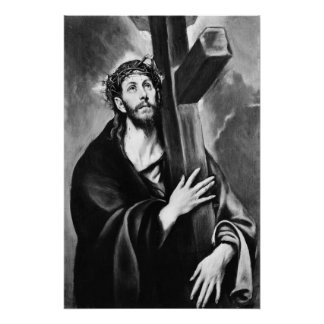 Affiche de Jésus portant la Croix (noir et blanc)