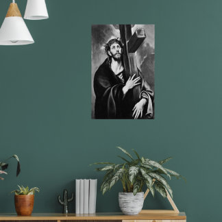 Affiche de Jésus portant la Croix (noir et blanc)