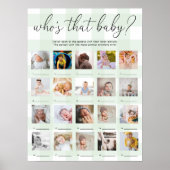 Affiche de jeu de 20 photos de bébé en vichy vert (Devant)